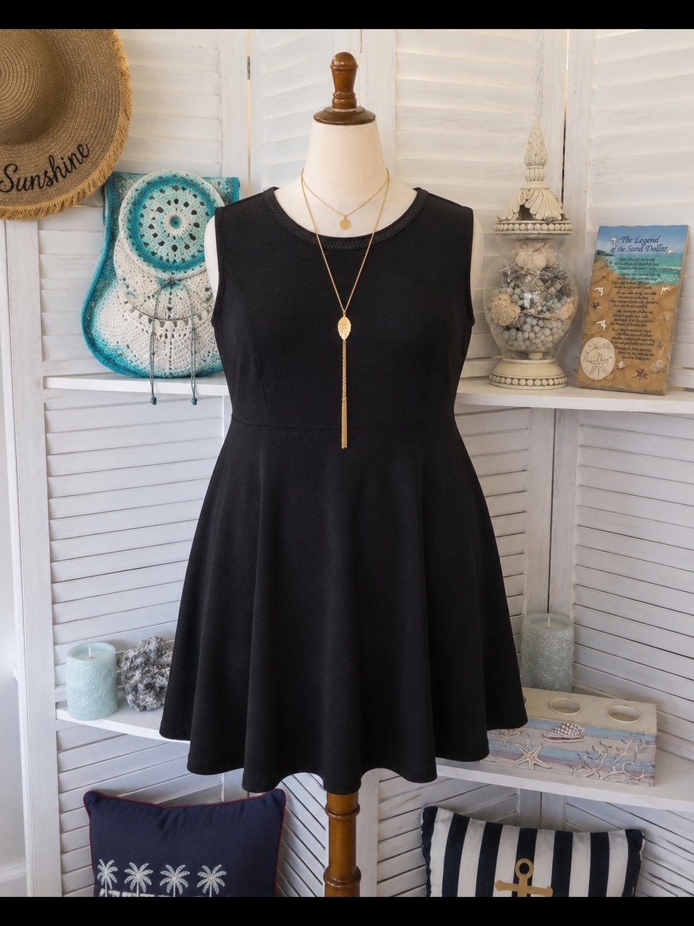Anne‎ Klein Black Sleeveless Fit & Flare Mini Dress Size 16 | Minimalist, Office